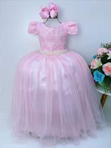 Vestido Infantil Rosa Longo Festa Luxo - Tamanho P, M e G