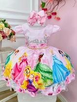Vestido Infantil Rosa Pérolas Princesas Floral Castelo Luxo super luxo festa RO2932PR
