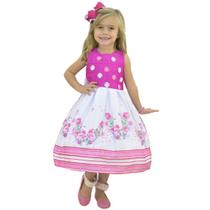 Vestido infantil Rosa Pink Floral - Menina 6 Meses a 10 Anos Vestido infantil Rosa Pink Floral - Menina 6 Meses a 10 Anos
