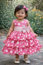 Vestido Infantil Rosa Poá Encantado TAM:1 - BAMBINA FASHION