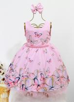 Vestido Infantil Rosa Regata Borboleta E Tiara Vestido Infantil Rosa Regata Borboleta E Tiara
