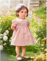 Vestido Infantil Rosê Gola Peter Pan Bebelzinha Vestido Infantil Rosê Gola Peter Pan Bebelzinha