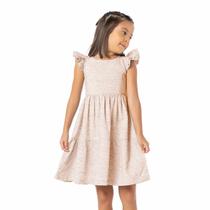 Vestido Infantil Rose Tecido Sustentável com Scrunchie Vrasalon Vestido Infantil Rose Tecido Sustentável com Scrunchie Vrasalon