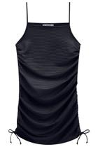 Vestido Infantil Roupa Juvenil Canelado Básico Decote Reto Amarração Barra Casual Lilimoon