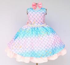 Vestido Infantil Sereia Fundo Do Mar Festa Tema E Tiara Vestido Infantil Sereia Fundo Do Mar Festa Tema E Tiara