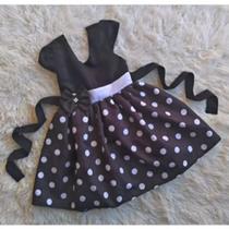 Vestido Infantil Simples Preto com Bolinhas Brancas
