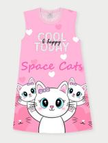 Vestido Infantil Space Cats Rosa Abrange