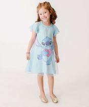 Vestido Infantil Stitch Manga Curta Disney Tam 4 a 10-11012 Vestido Infantil Stitch Manga Curta Disney Tam 4 a 10-11012