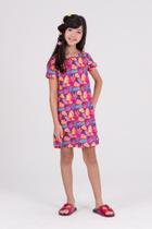 Vestido Infantil Sublimado Folhagens Rosa