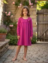 Vestido Infantil Tamanho 06/08/10 Manga Longa de Cotton Estampado Valeen Kids