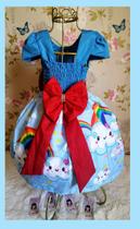 Vestido Infantil tema Chuva de Benção / Amor Azul