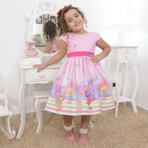 Vestido Infantil Tema Circo Com Palhaços e Elefantes Vestido Infantil Tema Circo Com Palhaços e Elefantes