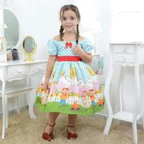 Vestido infantil tema festa junina xadrez