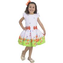 Vestido Infantil Tema Raposinha - Meninas 6 Meses a 10 anos