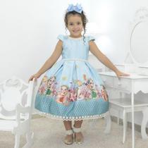 Vestido infantil tema Sereia no fundo do mar - luxuoso