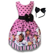 Vestido Infantil Temático A Casa Magica De Gaby Luxo + Tiara Vestido Infantil Temático A Casa Magica De Gaby Luxo + Tiara