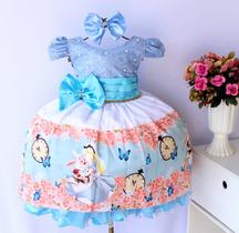 Vestido Infantil Temático Alice E Tiara