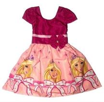 Vestido Infantil Temático Barbie Luxinho + Tiara Vestido Infantil Temático Barbie Luxinho + Tiara