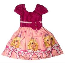 Vestido Infantil Temático Barbie Luxinho + Tiara