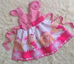 Vestido Infantil Temático Barbie Rosa
