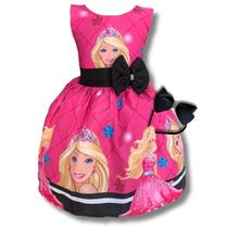Vestido Infantil Temático Boneca Barbie Glamorosa Luxo