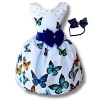 Vestido Infantil Temático Borboletas Color Azul Vestido Infantil Temático Borboletas Color Azul