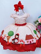 Vestido infantil temático chapeuzinho vermelho luxo princesa