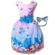 Vestido Infantil Temático Cinderela Cindi Luxo Regata