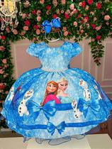 Vestido Infantil Temático da Gigi Frozen Azul luxo - tematico