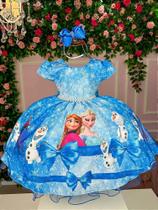 Vestido Infantil Temático da Gigi Frozen Azul luxo