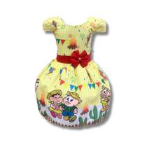 Vestido Infantil Temático Festa Junina Casal Caipira Xadrez