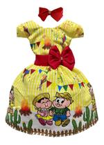 Vestido Infantil Temático Festa Junina Casal Caipira Xadrez - Pequenos Encantos Baby