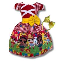 Vestido Infantil Temático Festa Junina Lol Xadrez