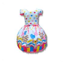 Vestido Infantil Temático Festa Junina Noiva Coração Laços Vestido Infantil Temático Festa Junina Noiva Coração Laços
