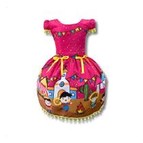 Vestido Infantil Temático Festa Na Fogueira Junina Caipira Vestido Infantil Temático Festa Na Fogueira Junina Caipira