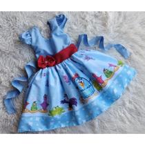 Vestido Infantil Temático Galinha Pintadinha Azul RF02