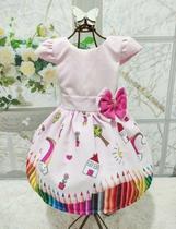 Vestido Infantil Temático Luxo Aquarela