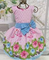 Vestido Infantil Temático Luxo Flamingo 1 ano Vestido Infantil Temático Luxo Flamingo 1 ano