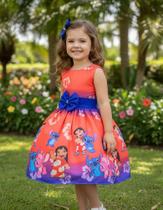 Vestido Infantil Temático Luxo Lilo Stitch Angel Hawai - Vestido Infantil Temático Luxo Lilo Stitch Angel Hawai -