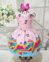 Vestido Infantil Temático Luxo Popit Vestido Infantil Temático Luxo Popit