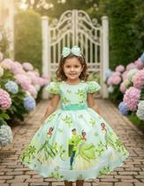 Vestido Infantil Temático Luxo Tiana A Princesa e o Sapo Vestido Infantil Temático Luxo Tiana A Princesa e o Sapo