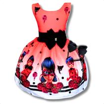 Vestido Infantil Temático Menina Bug Festa Luxo Aniversário Vestido Infantil Temático Menina Bug Festa Luxo Aniversário
