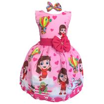 Vestido Infantil Temático Menina Gi E Lucas Neto Aventureiros Luxo