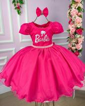 Vestido infantil Tematico Mimadine Barbie Pink Luxo