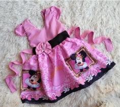Vestido Infantil Temático Minnie Realeza Rosa