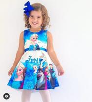 Vestido Infantil Temático Neoprene Frozen - Miss Flower