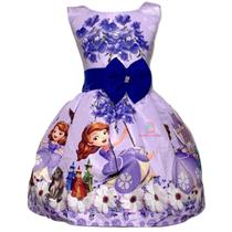 Vestido Infantil Temático Princesa Sofia Luxo Festa