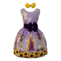 Vestido Infantil Temático Rapunzel Enrolados
