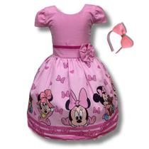 Vestido Infantil Temático Ratinha Baby Rosa Festa Aniversário Vestido Infantil Temático Ratinha Baby Rosa Festa Aniversário