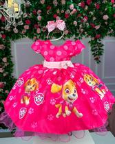 Vestido Infantil Temático Rosa Patrulha Canina Luxo